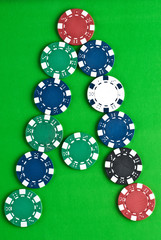Counters for game in a casino on зелоном a background