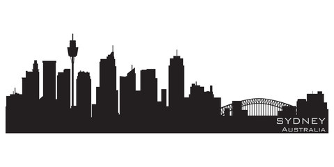 Naklejka premium Sydney, Australia skyline. Detailed vector silhouette