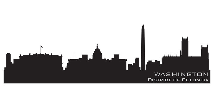 Washington, District of Columbia skyline. Detailed vector silhou