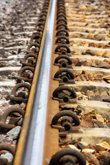 Railway Tracks,  the rails are attached  with bolts.