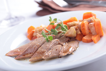 Duck breast with vegetables
