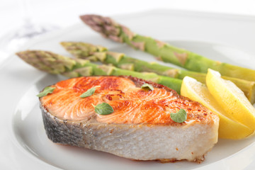 Roasted salmon steak