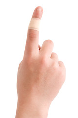 Adhesive bandage on the finger of a teenager