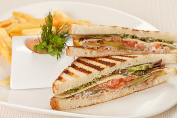 Sandwiches with French fried potatoes
