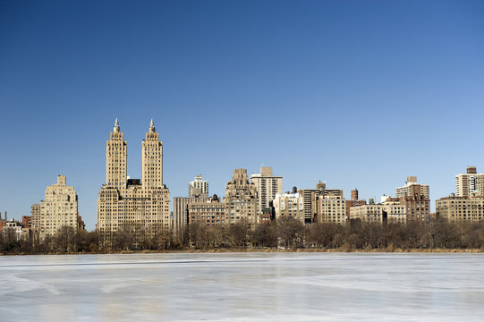 Lake Central Park In Winter