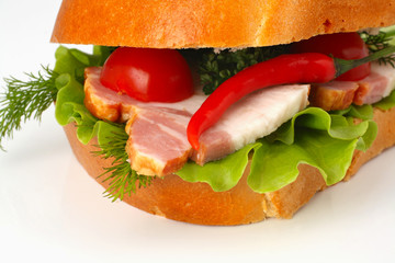 closeup of sandwich with chili pepper