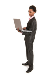 Black business man with laptop