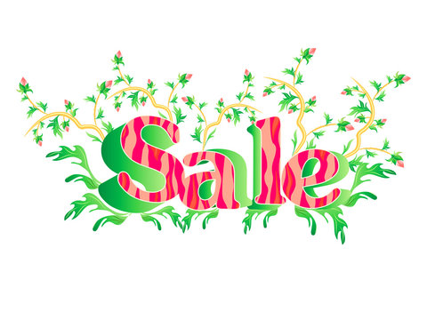 Sale letters in flower and leaves
