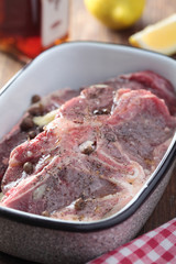 Marinated lamb saddle