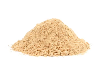 Afwasbaar Fotobehang Kruiden Pile of Ground Ginger (Zingiber officinale) isolated on white ba
