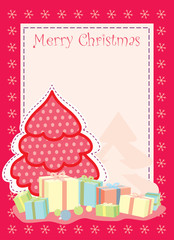 christmas greeting card with stylized christmas tree