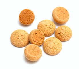 Traditional italian almond cookies - amaretti, isolated on white