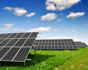 Solar panels with blue sky