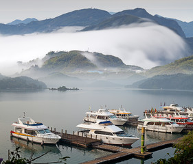 Boad, could and mountain for travel background use