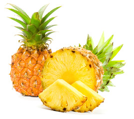 Fresh slice pineapple on white background - 39868546