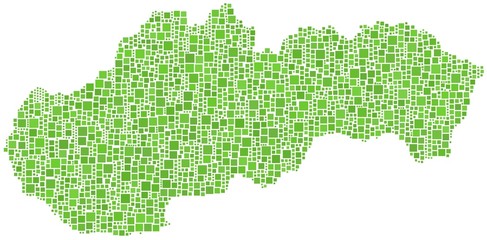 Fototapeta na wymiar Map of Slovakia (Europe) in a mosaic of green squares