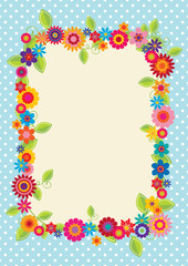 Fototapeta premium Design with polkadots and flowers to use as a frame, greeting ca