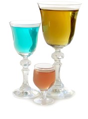 multicolor drinks in glasses