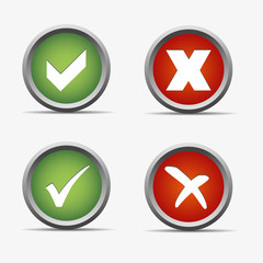 ja nein yes no rot gr&uuml;n kreis kugel rund button haken ok kreuz