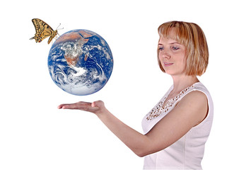 Fototapeta premium Butterfly sitting on Earth.Elements of this image furnished by N