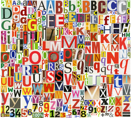 Colorful Newspaper Alphabet Isolated On White Stock Photo Download 