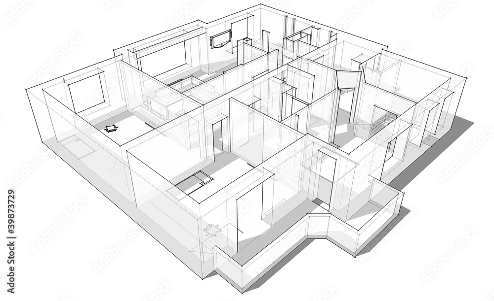 Wall mural 3d apartment sketch