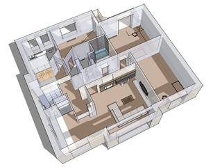 3d apartment sketch