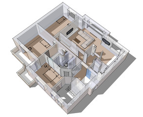3d apartment sketch