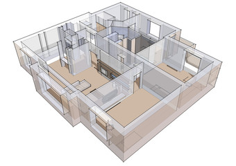 3d apartment sketch