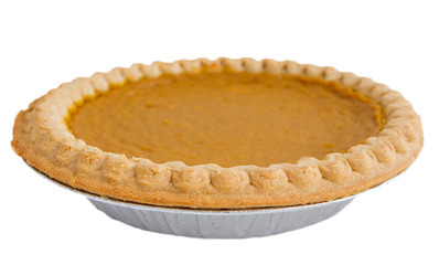 pumpkin pie over white