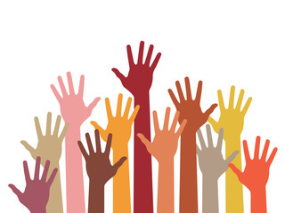 raised hands, abstract vector illustration