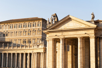 Fototapeta na wymiar Colonnade of St Peters Square in Rome Italy