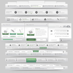 Web site design navigation elements with icons set