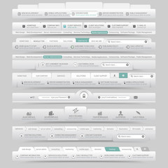web site design template navigation elements with icons set