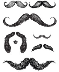 Naklejka premium Hand drawn mustache set