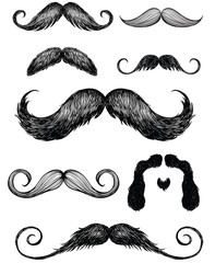 Fototapeta premium Hand drawn mustache set