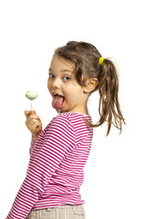 Close-up of  little girl with a lollipop