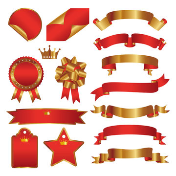 set of red and gold ribbon