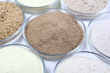 Animal food in a glass bowls
