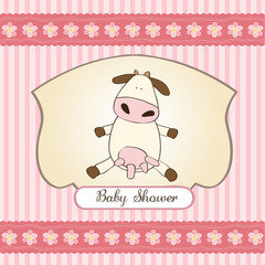 funny baby girl shower card with cow