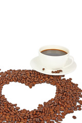 coffee beans heart & cup