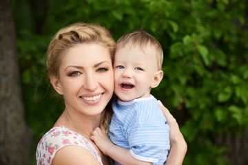 Beautiful mom with her son