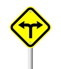 Traffic sign on yellow plate