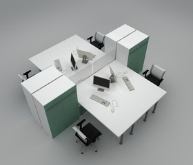 Fototapeta na wymiar System office desks with partitions. Isolated.