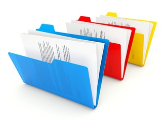 Three folders isolated on white