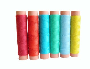 Sewing thread on a white background