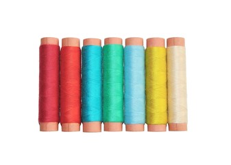 Sewing thread on a white background