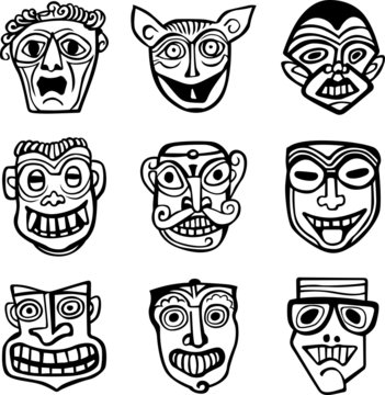 Some different masks on white background