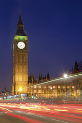 Fototapeta na wymiar Houses of Parliament and Big Ben at Night, London