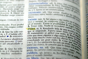 Picture of Spanish dictionary word for success